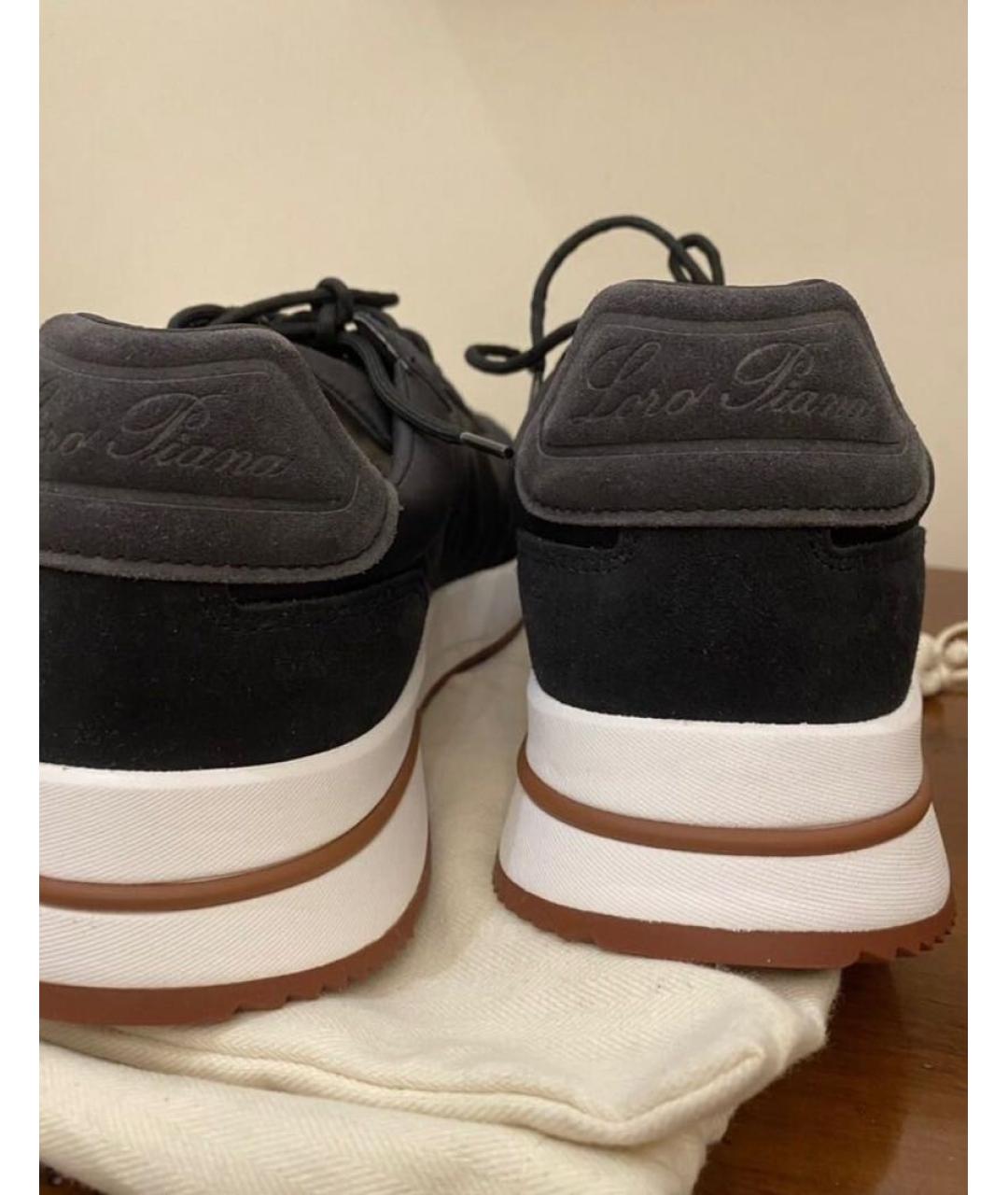 LORO PIANA Черные низкие кроссовки / кеды, фото 3