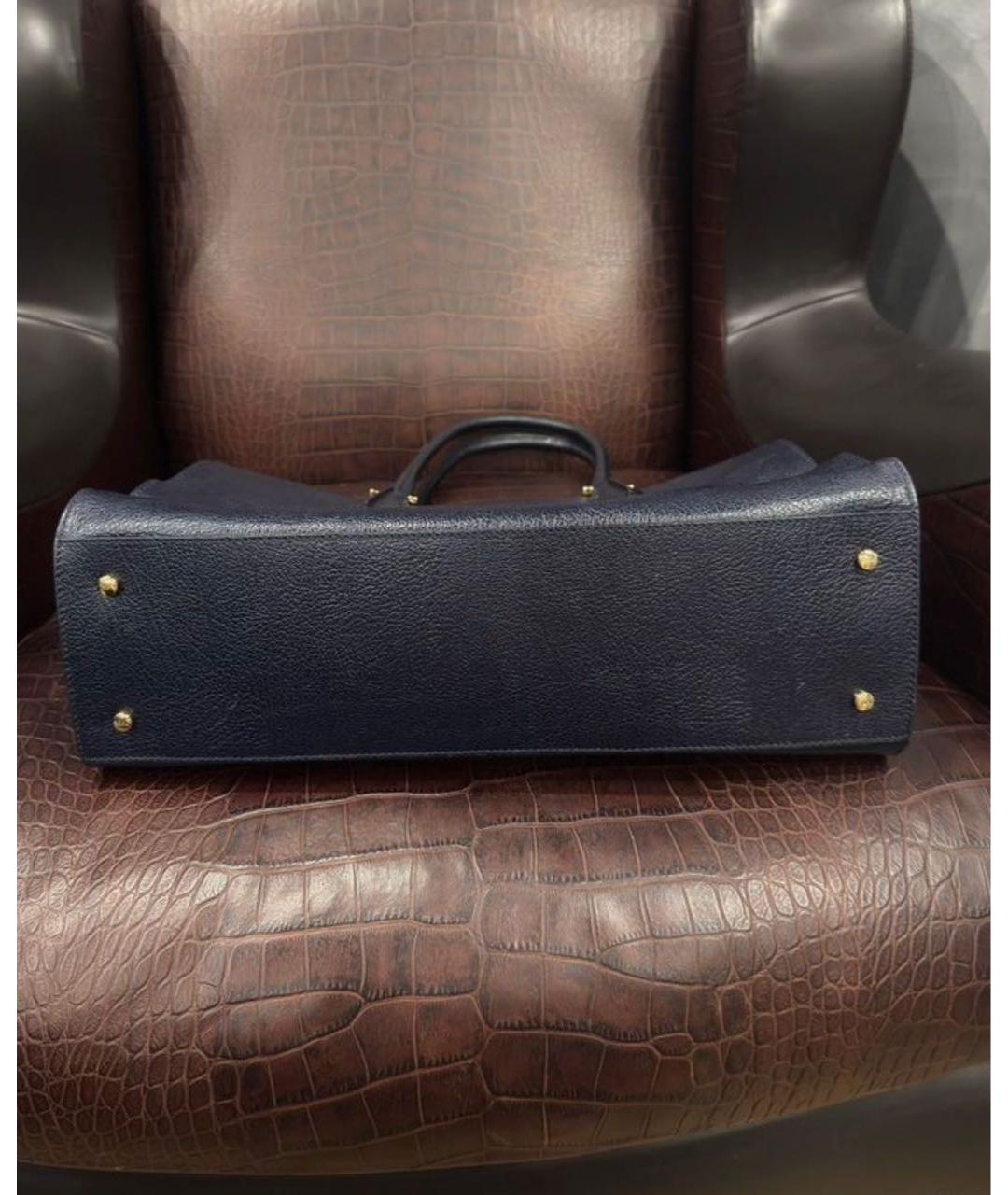 TOD'S Темно-синяя кожаная сумка тоут, фото 5