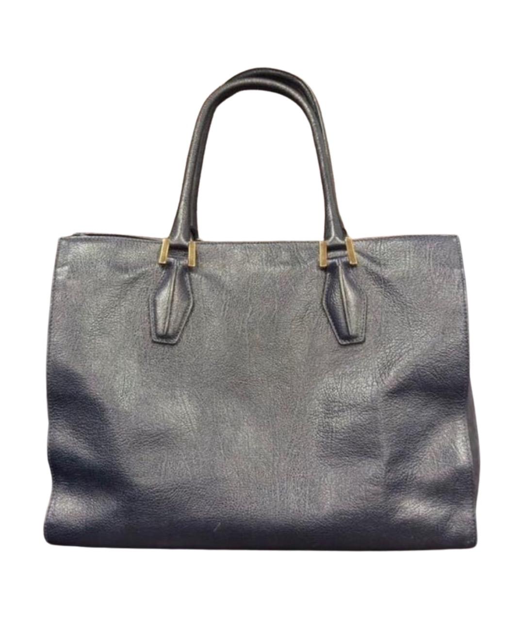 TOD'S Темно-синяя кожаная сумка тоут, фото 10