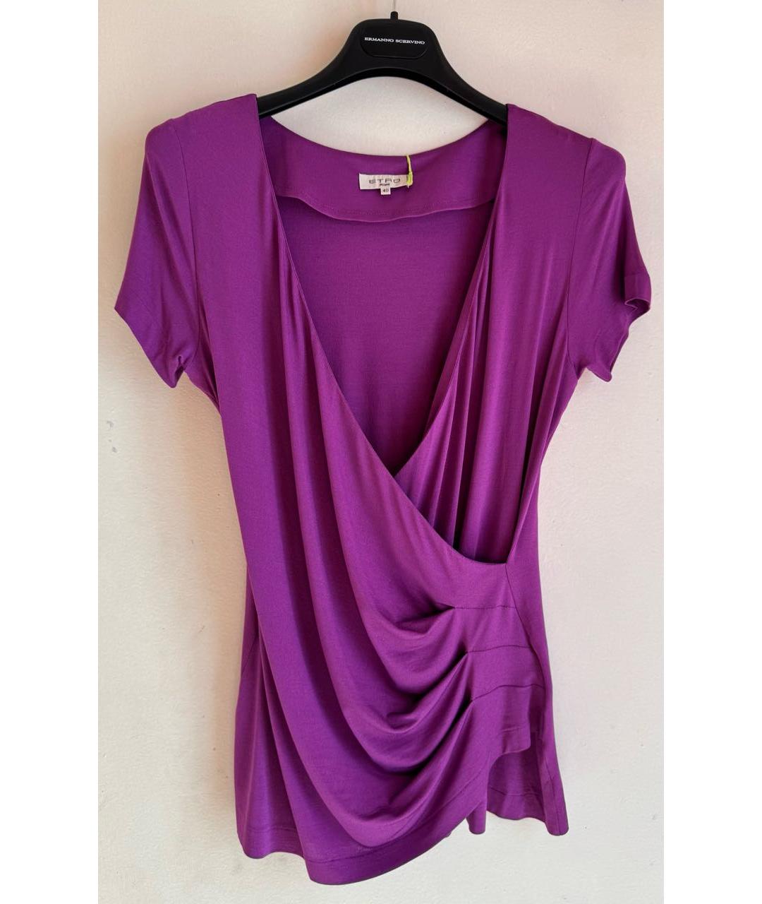 ETRO Фиолетовая вискозная футболка, фото 7