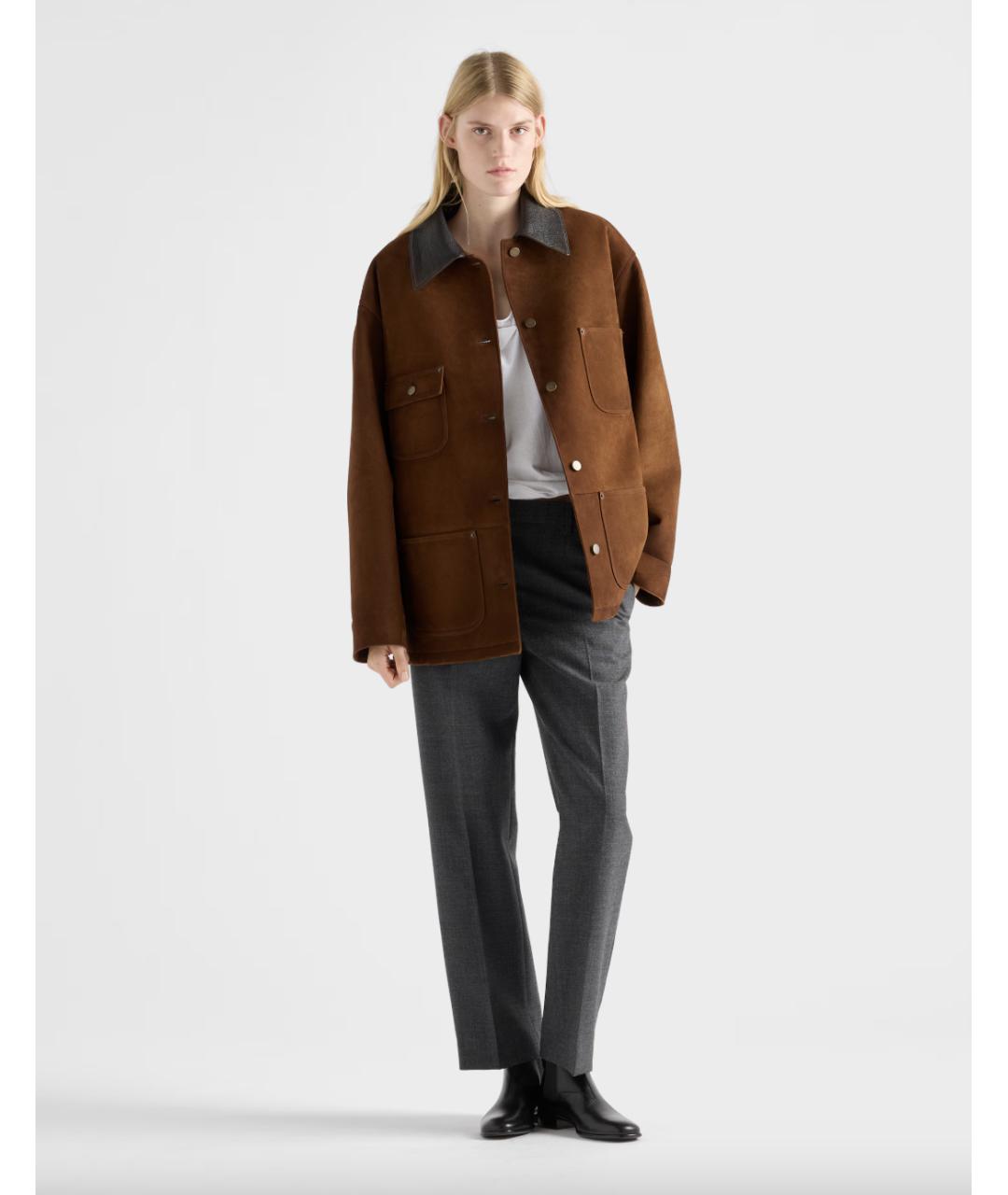 PRADA Коричневая замшевая куртка, фото 3