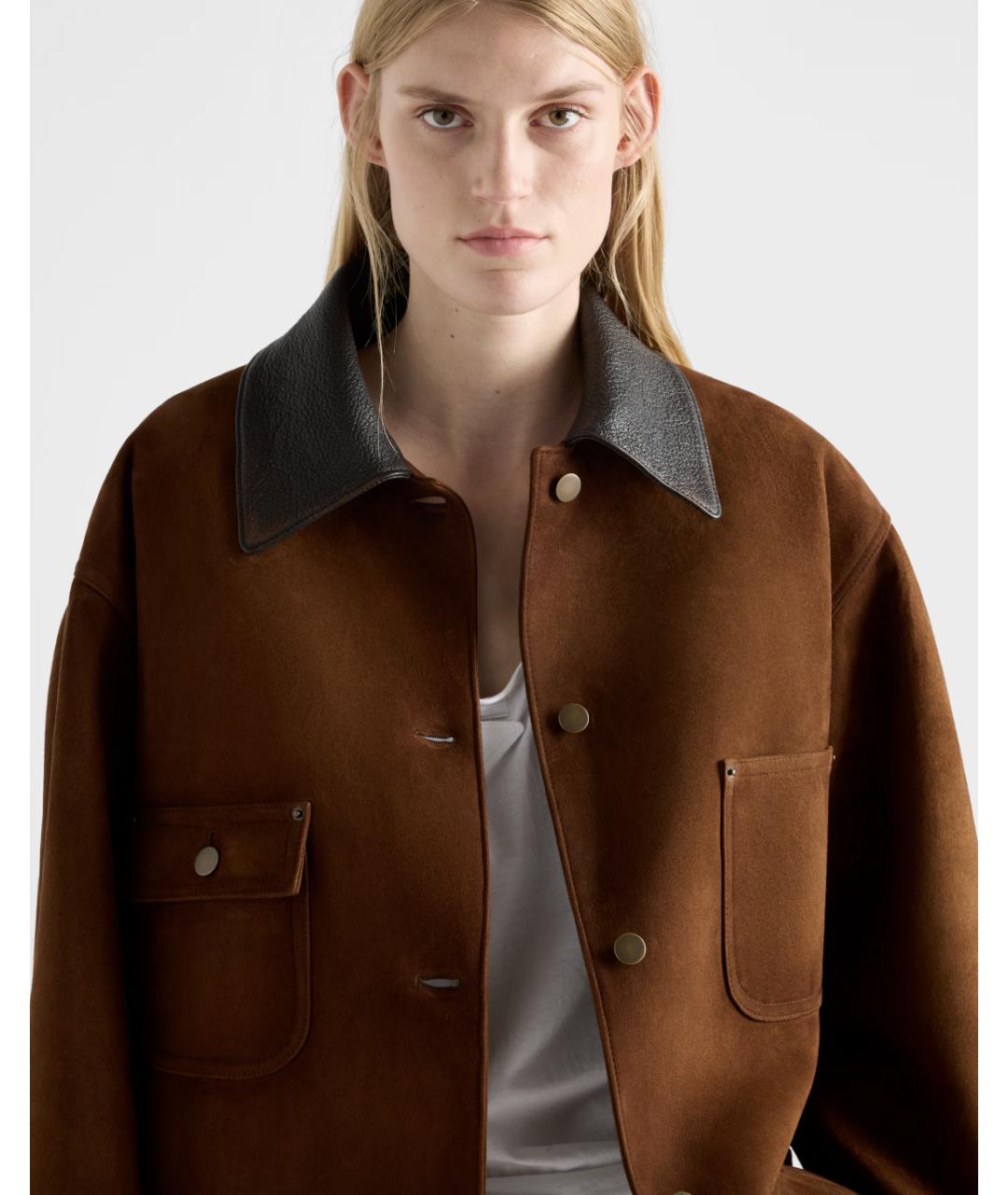 PRADA Коричневая замшевая куртка, фото 5