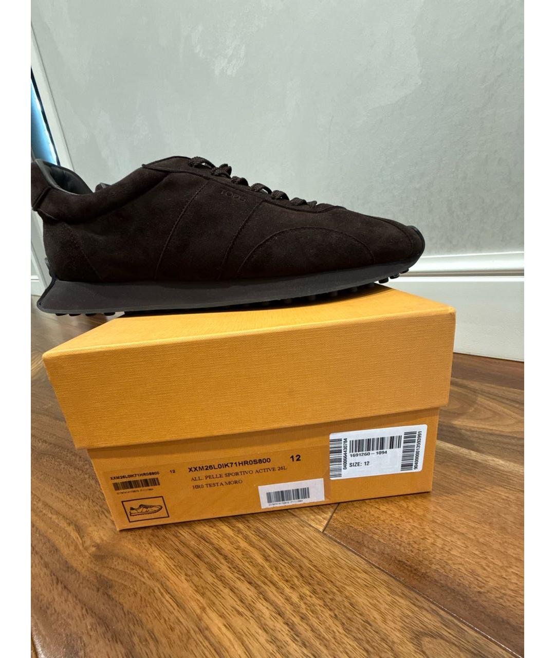 TOD'S Коричневые замшевые низкие кроссовки / кеды, фото 5