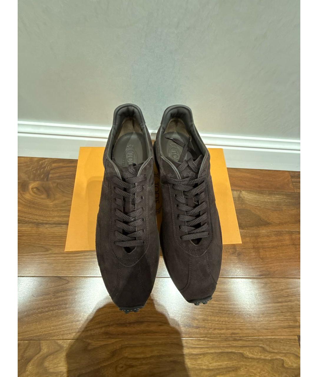 TOD'S Коричневые замшевые низкие кроссовки / кеды, фото 3