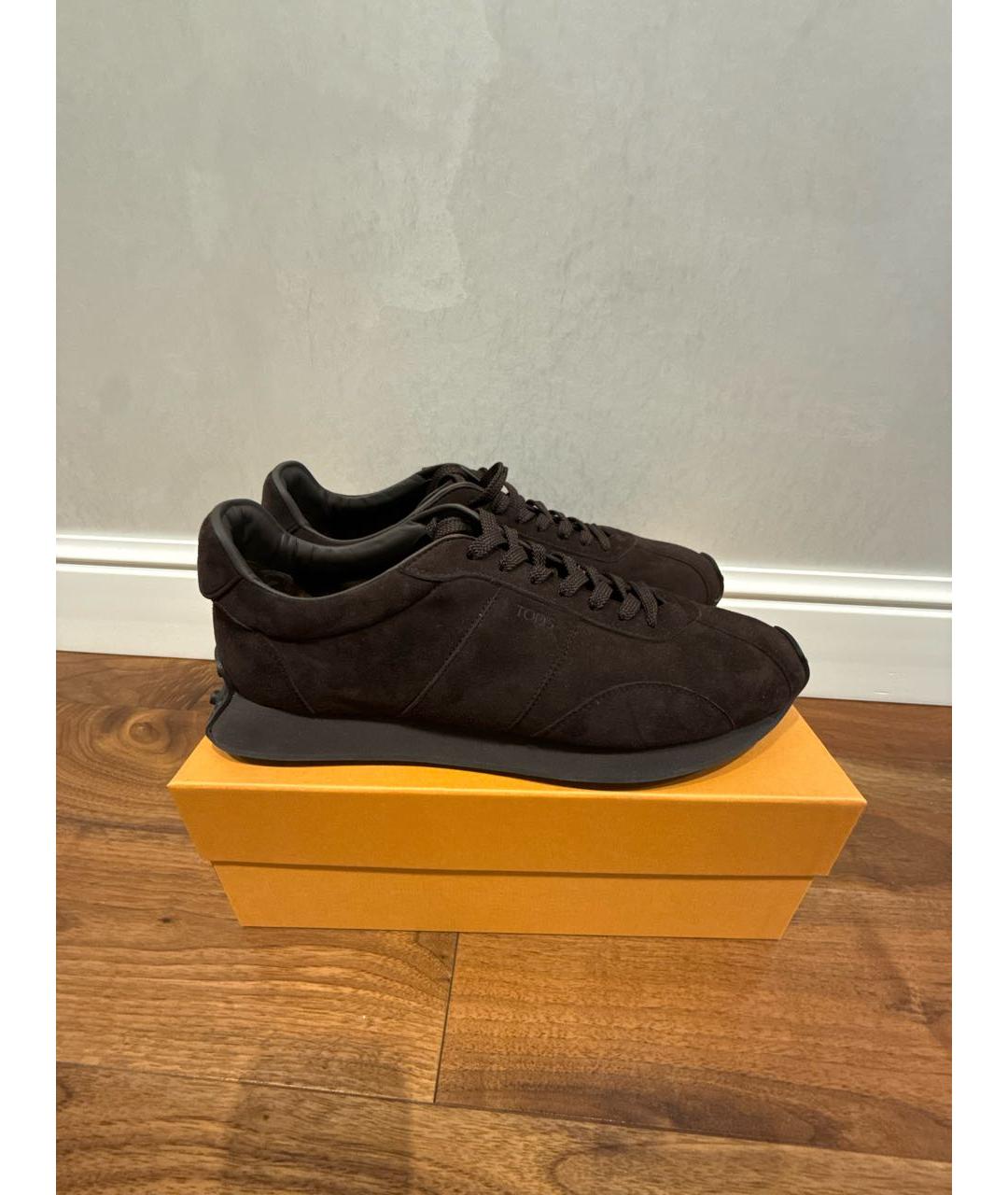 TOD'S Коричневые замшевые низкие кроссовки / кеды, фото 6
