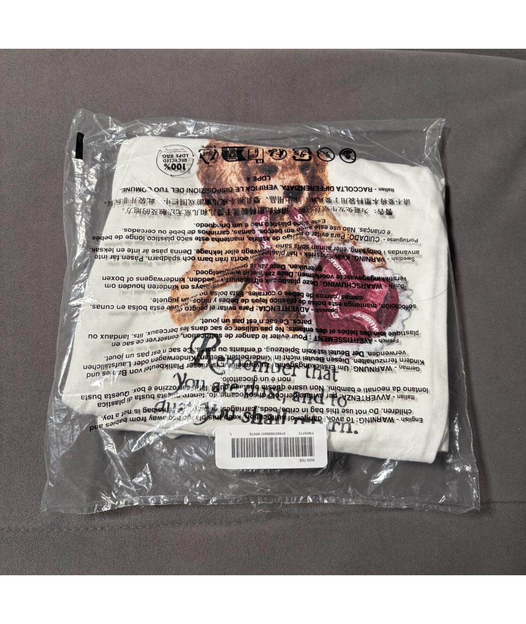 SUPREME Белая хлопковая футболка, фото 3