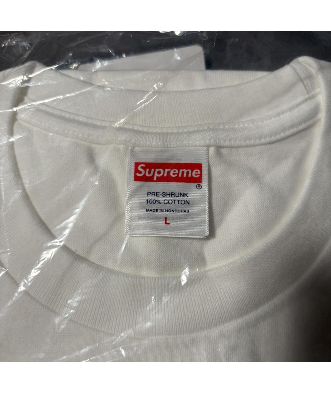 SUPREME Белая хлопковая футболка, фото 5