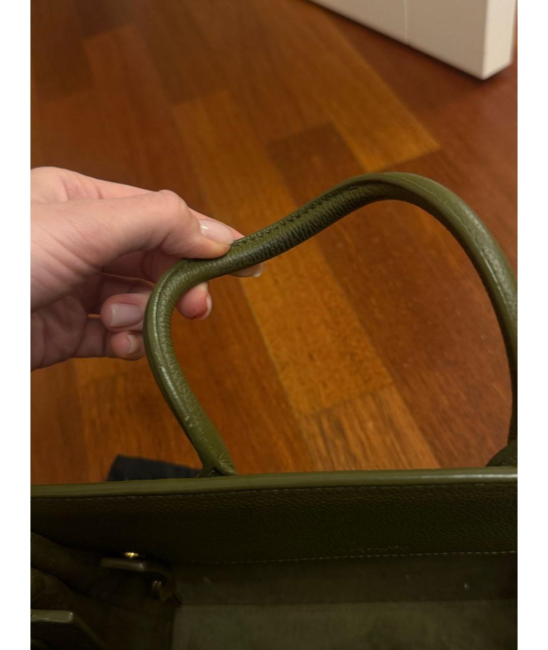 SAINT LAURENT Зеленая кожаная сумка тоут, фото 8