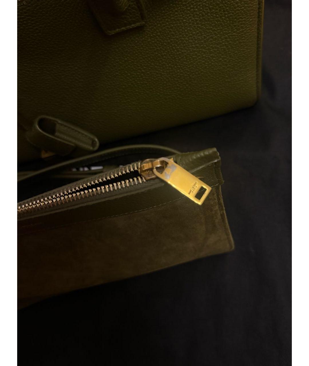 SAINT LAURENT Зеленая кожаная сумка тоут, фото 7