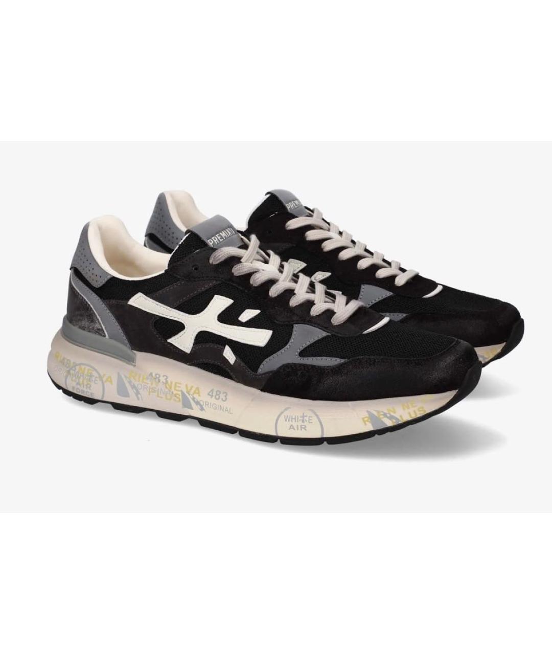 PREMIATA Черные кожаные низкие кроссовки / кеды, фото 2