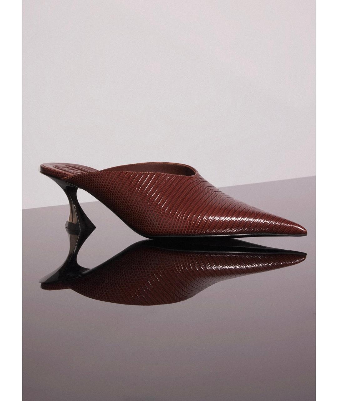 MUGLER Коричневые кожаные мюли, фото 4