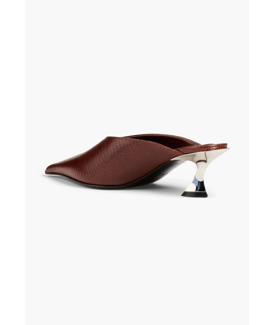 MUGLER Коричневые кожаные мюли, фото 3