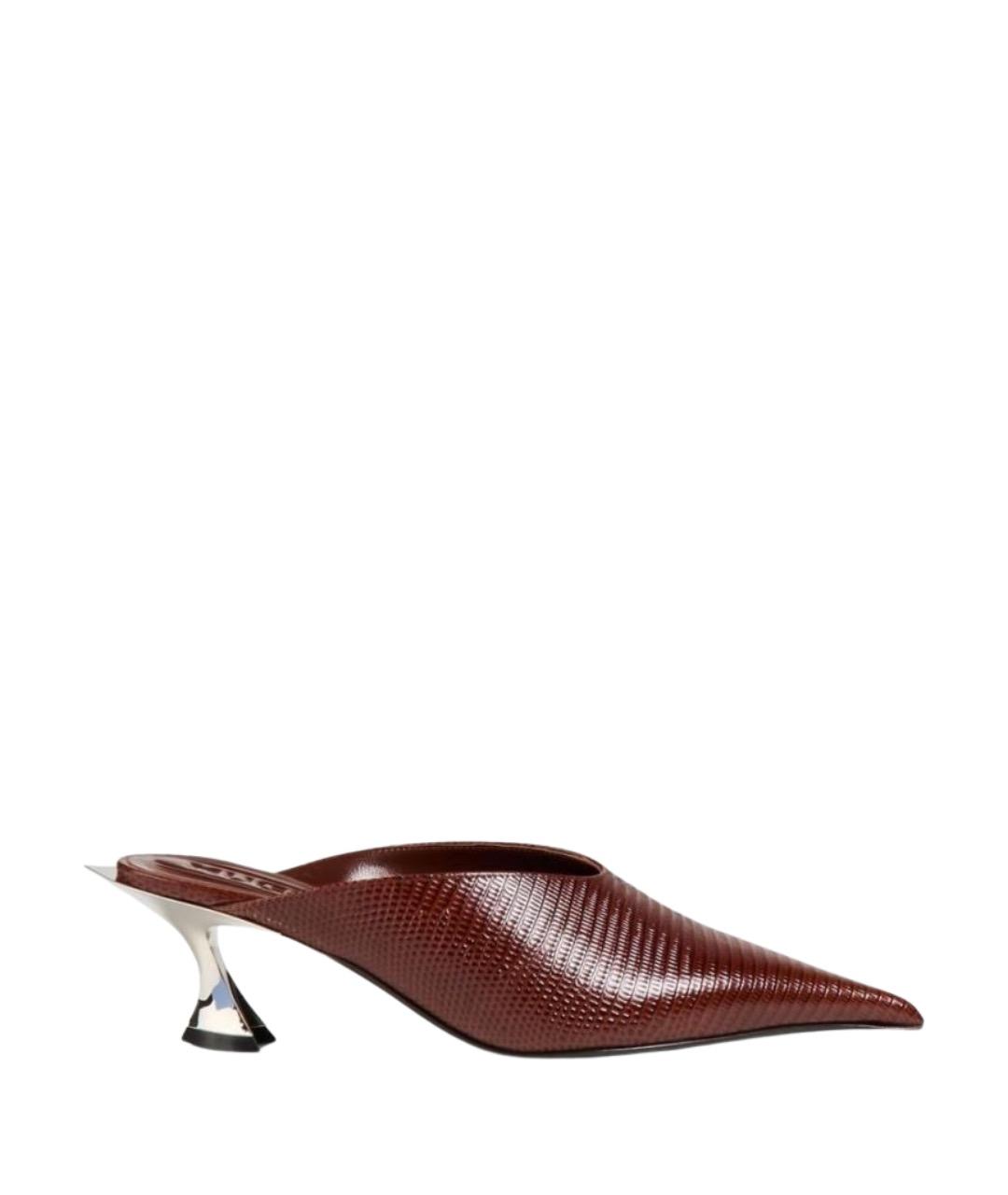 MUGLER Коричневые кожаные мюли, фото 1