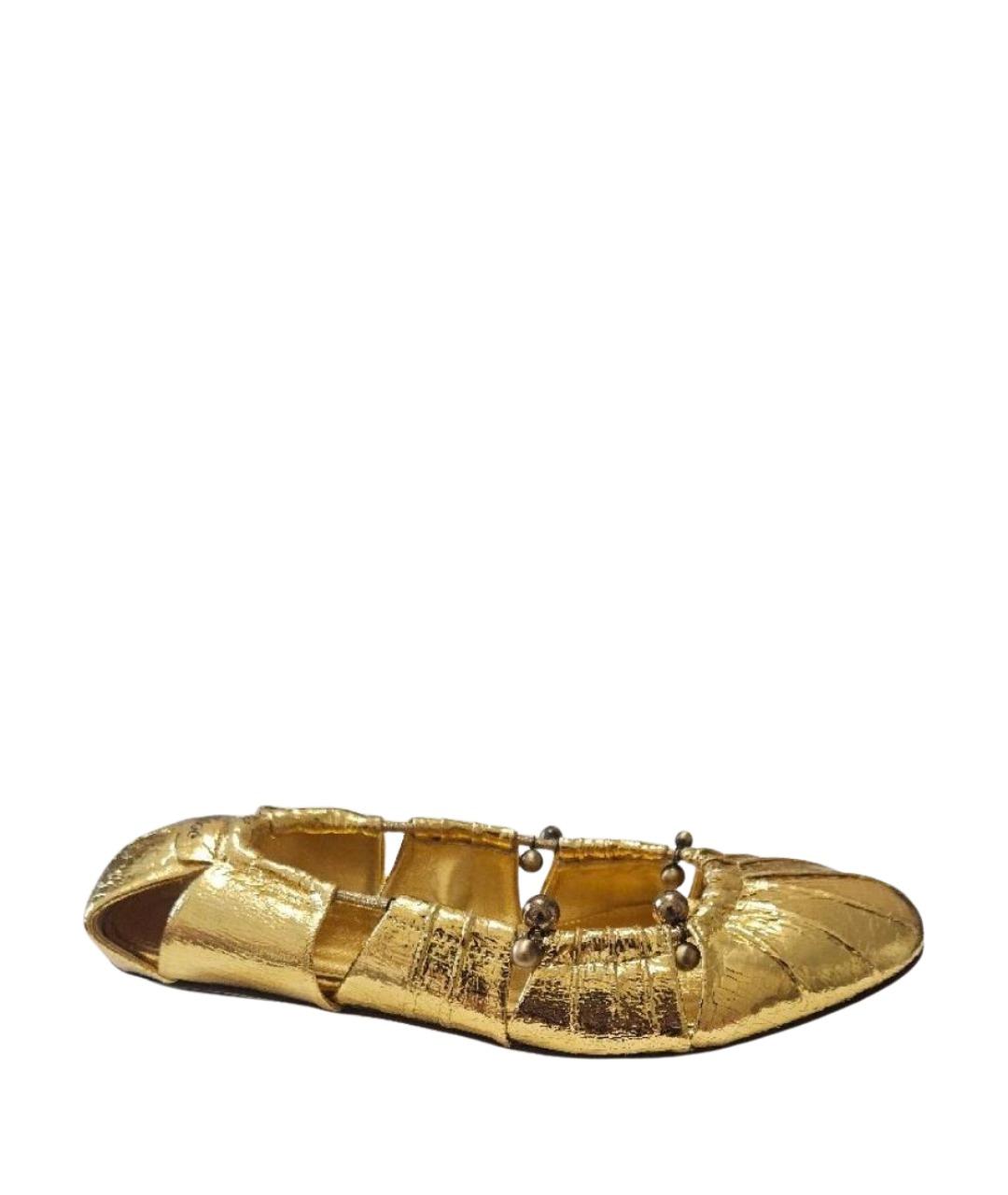 CHLOE Золотые кожаные балетки, фото 1