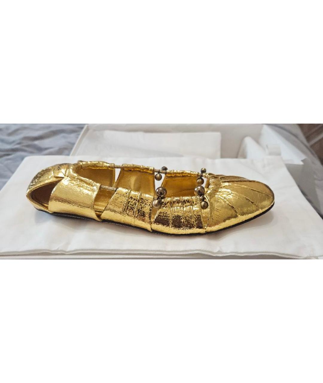 CHLOE Золотые кожаные балетки, фото 7
