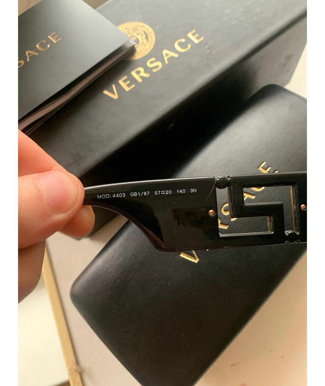 VERSACE Черные пластиковые солнцезащитные очки, фото 5