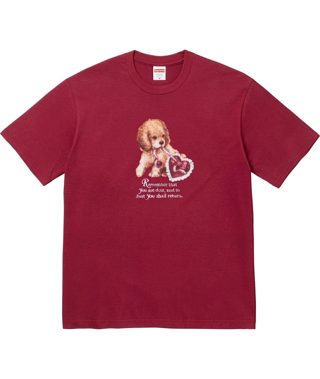 SUPREME Бордовая хлопковая футболка, фото 1