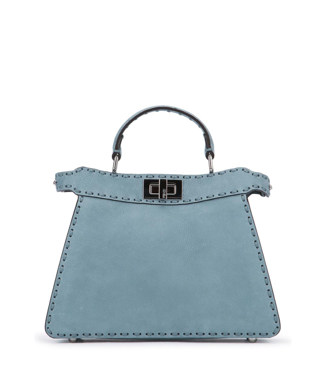 FENDI Голубая кожаная сумка с короткими ручками, фото 1