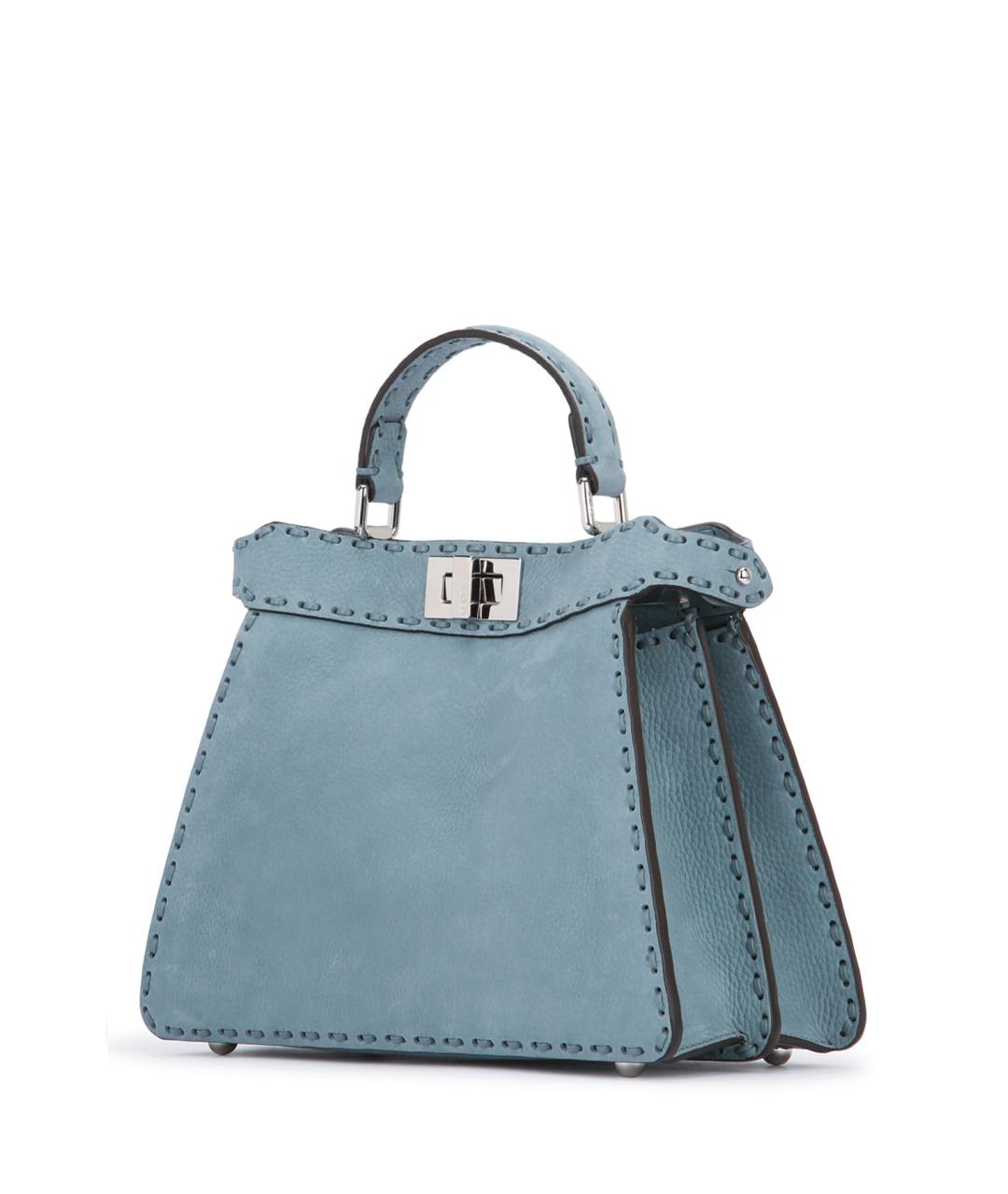 FENDI Голубая кожаная сумка с короткими ручками, фото 2