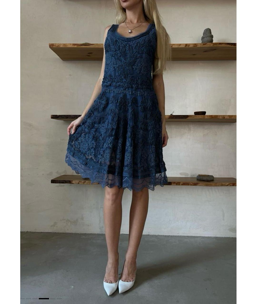 ERMANNO SCERVINO Синий хлопковый сарафан, фото 6