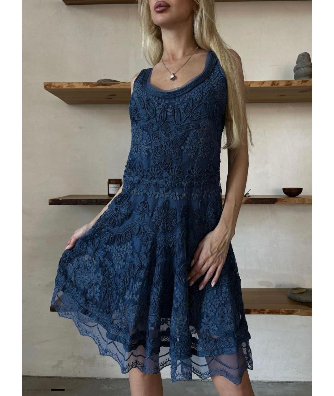 ERMANNO SCERVINO Синий хлопковый сарафан, фото 7