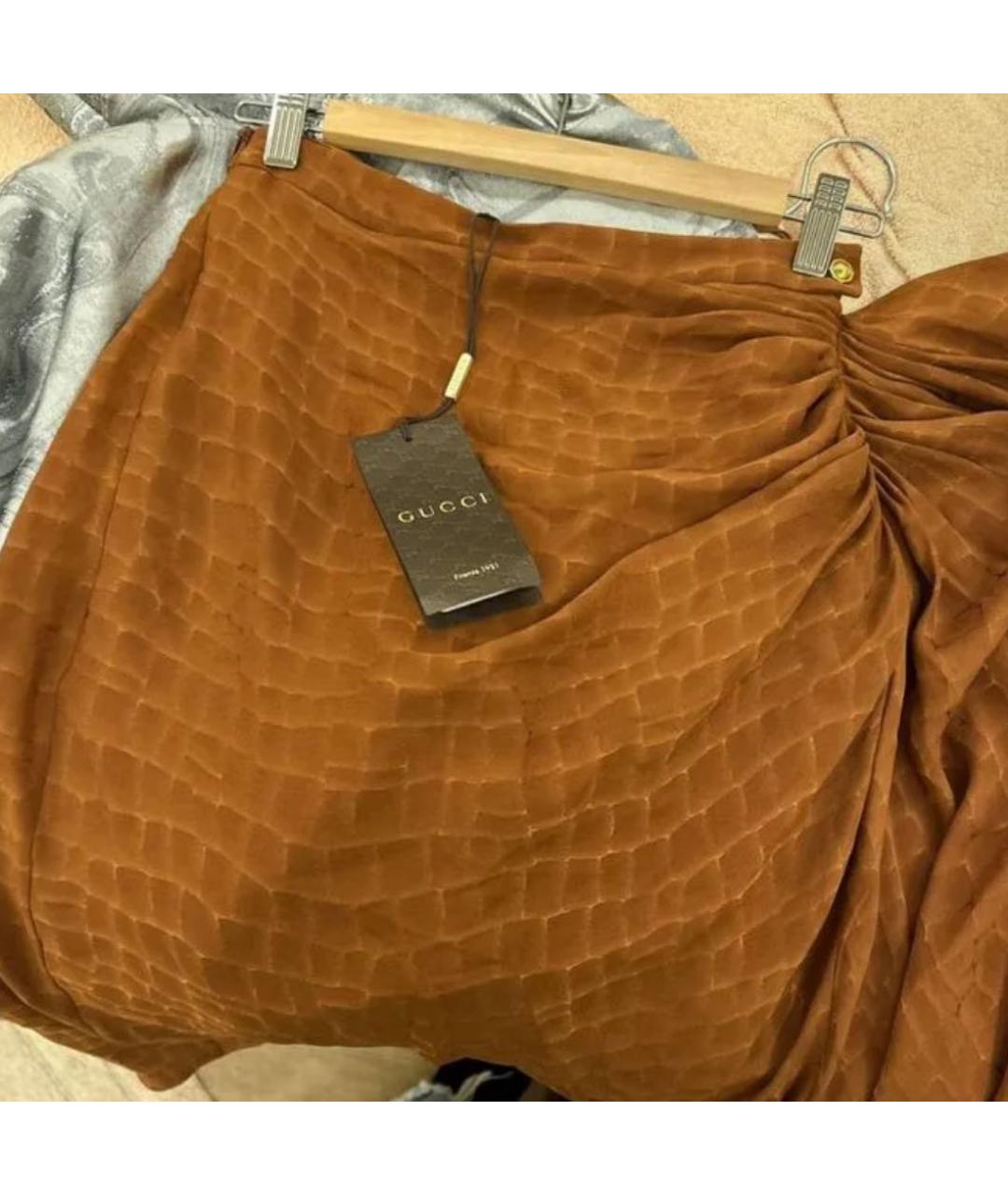 GUCCI Оранжевая юбка миди, фото 4