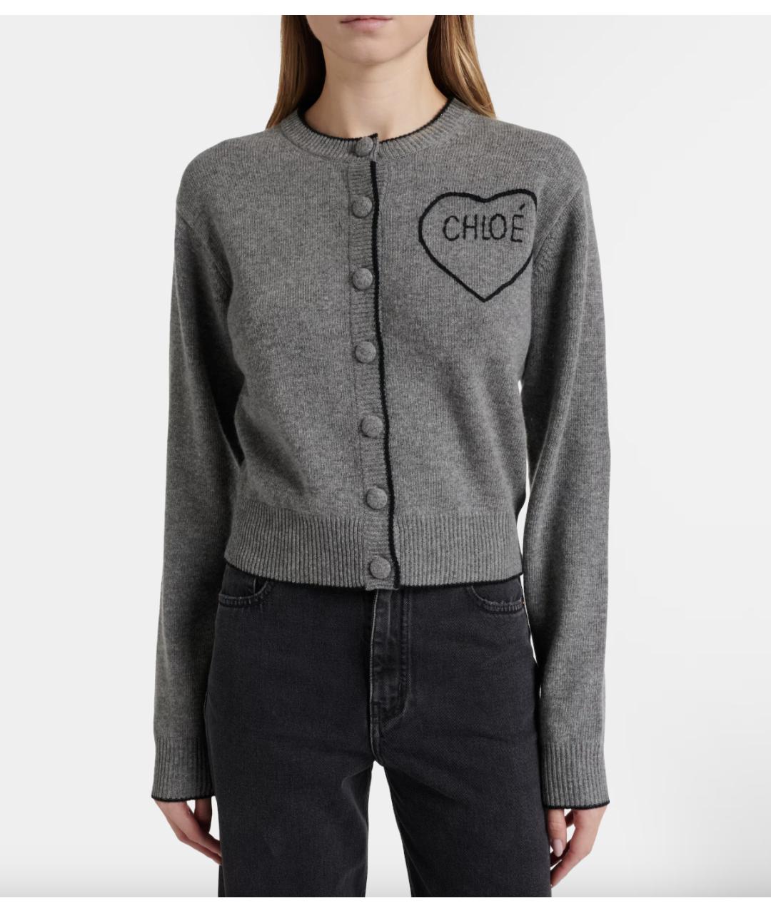 CHLOE Серый шерстяной кардиган, фото 3