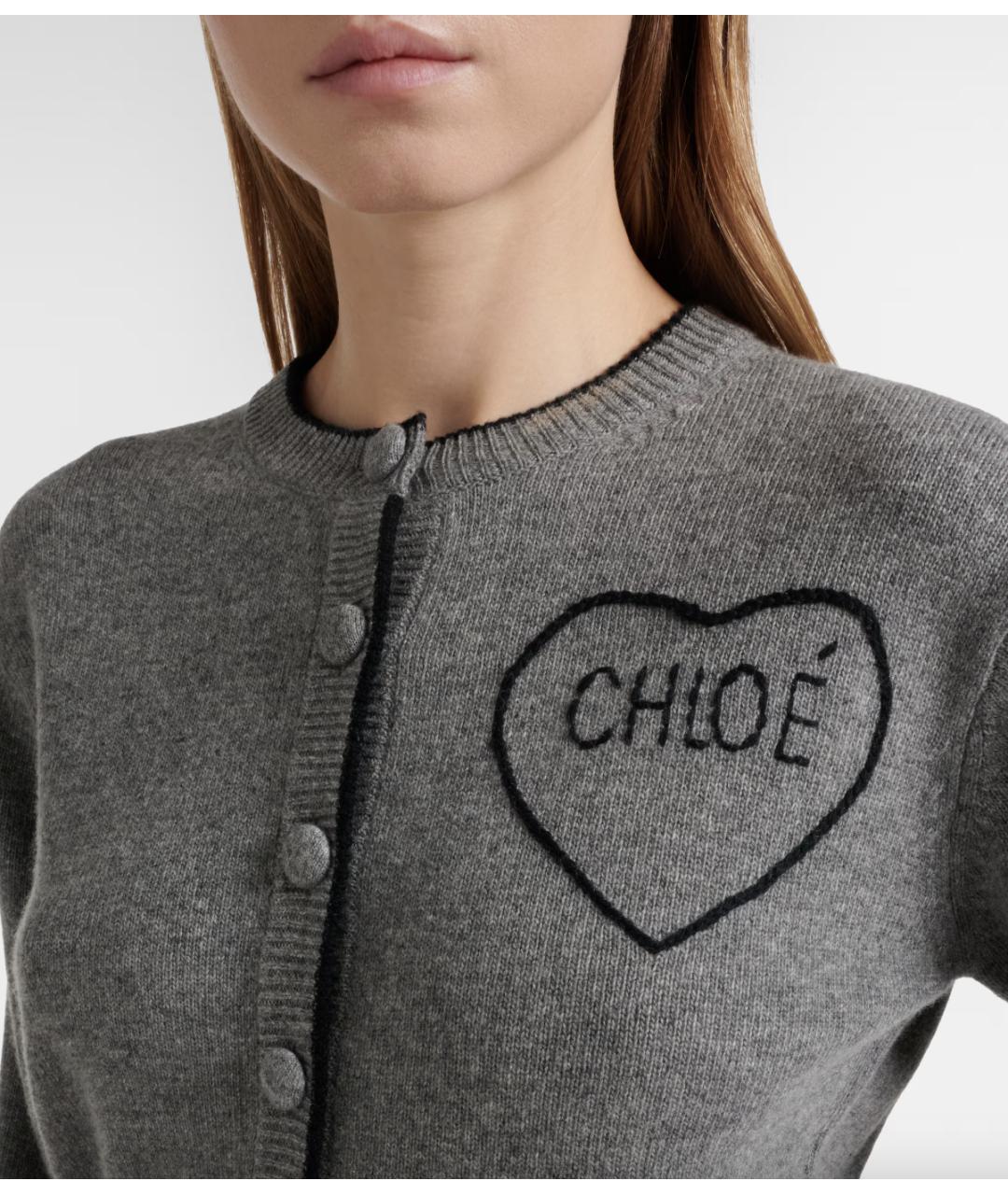 CHLOE Серый шерстяной кардиган, фото 4