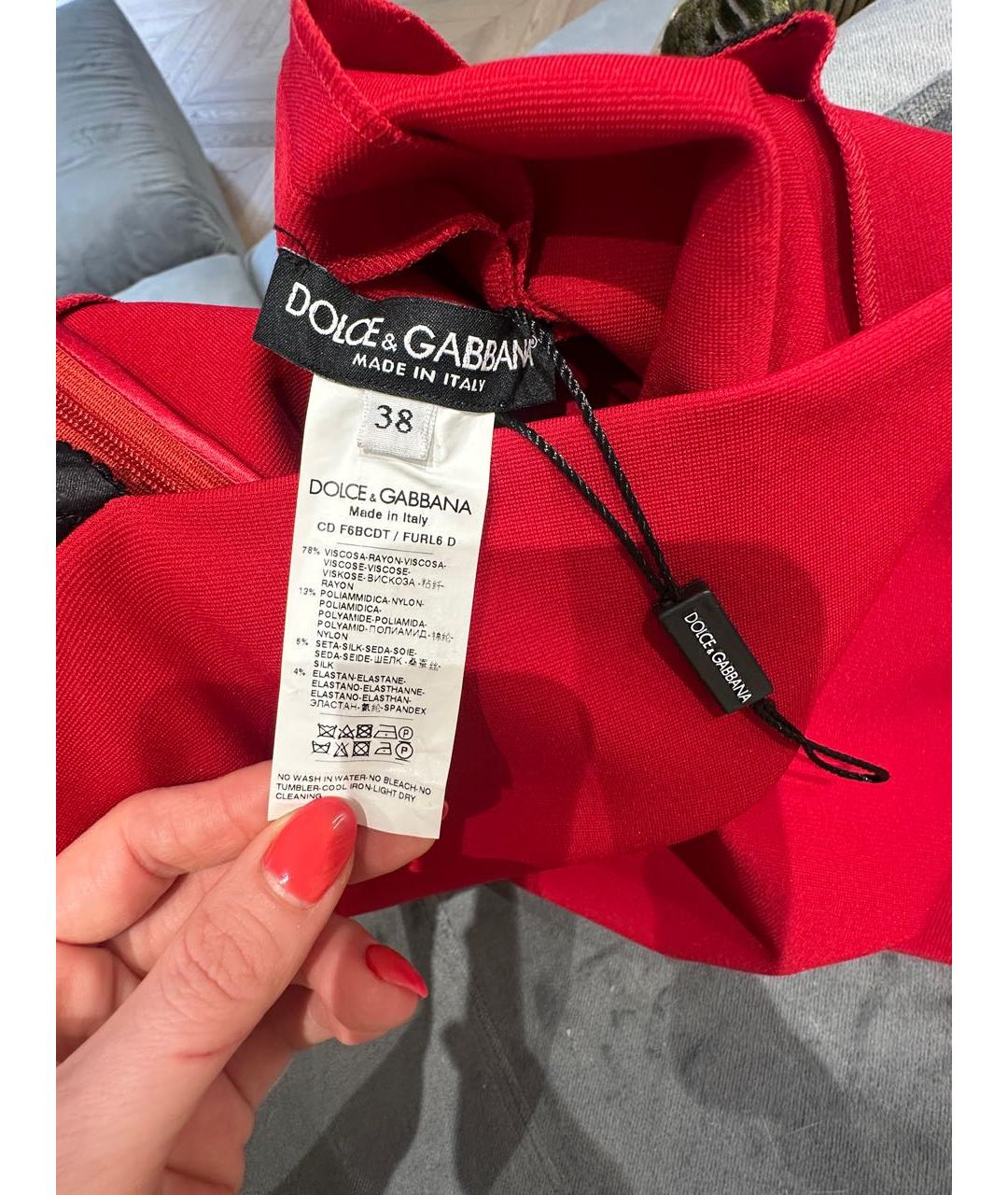 DOLCE&GABBANA Красное вискозное коктейльное платье, фото 6
