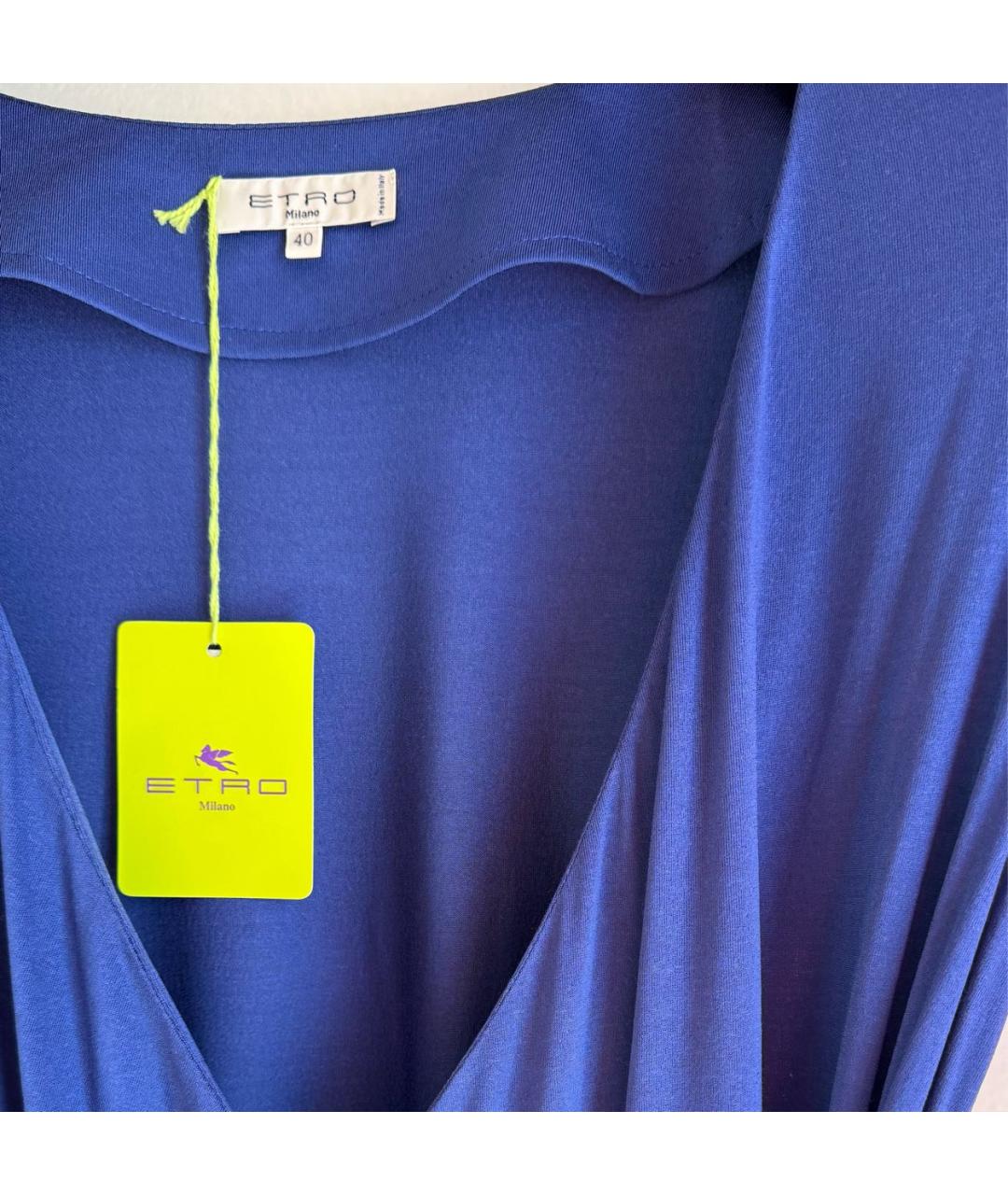 ETRO Темно-синяя вискозная футболка, фото 2