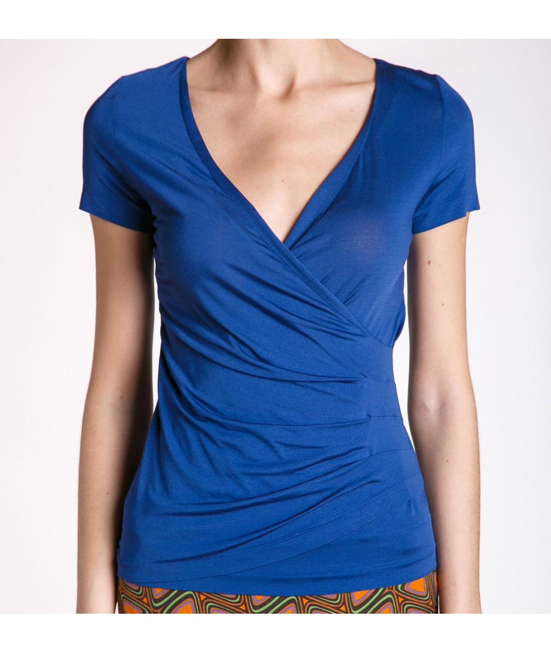 ETRO Темно-синяя вискозная футболка, фото 6