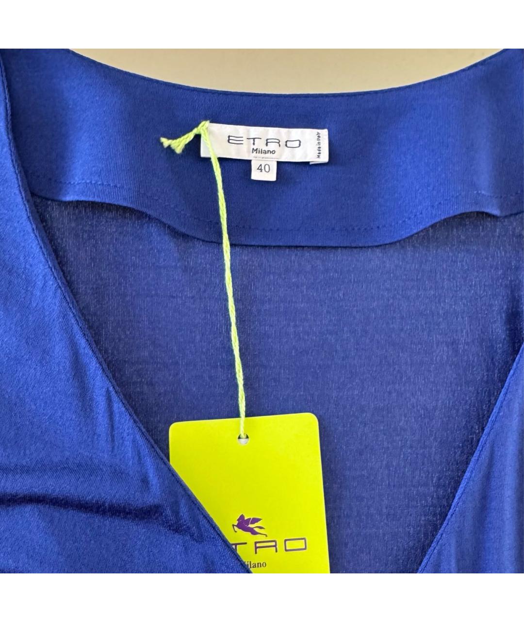 ETRO Темно-синяя вискозная футболка, фото 5