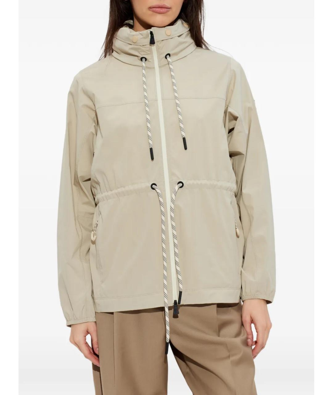 MONCLER GRENOBLE Бежевая полиэстеровая куртка, фото 4