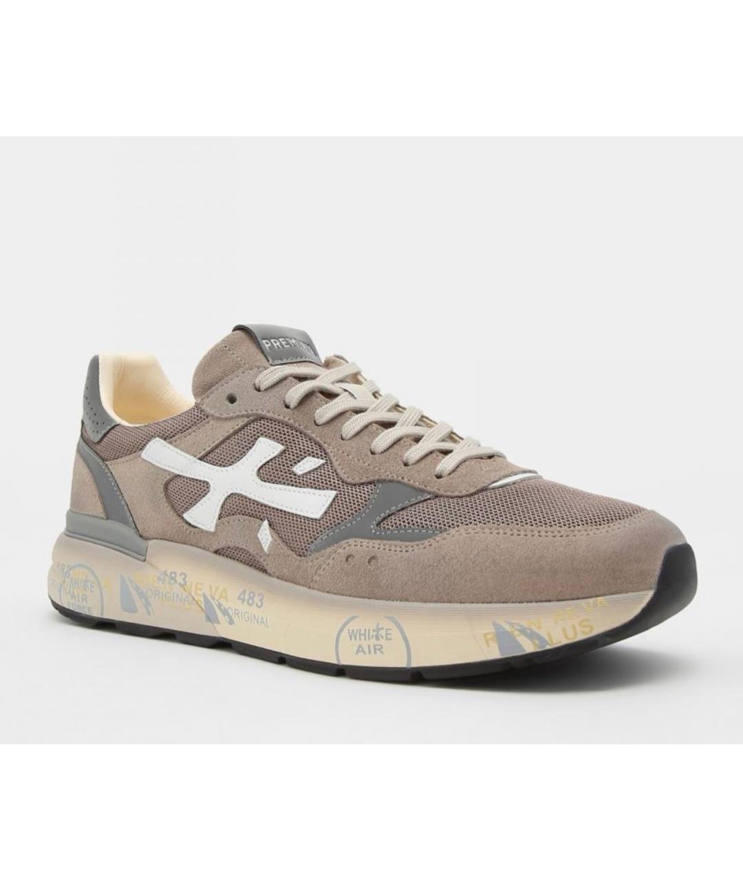 PREMIATA Бежевые кожаные низкие кроссовки / кеды, фото 2