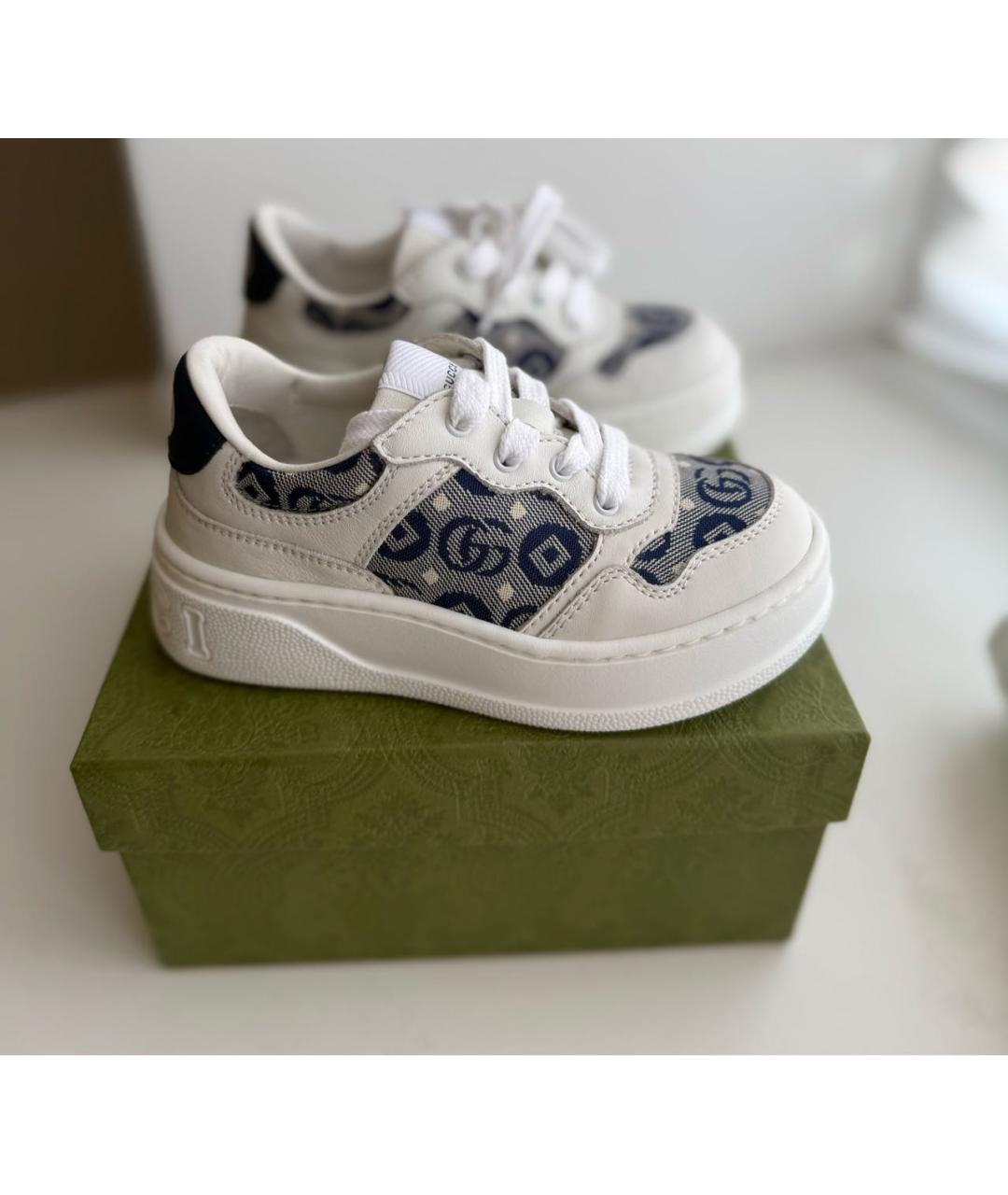 GUCCI Белые кожаные кеды, фото 5