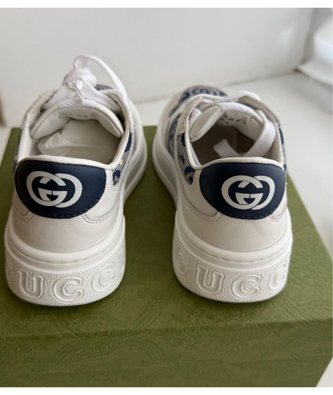 GUCCI Белые кожаные кеды, фото 4