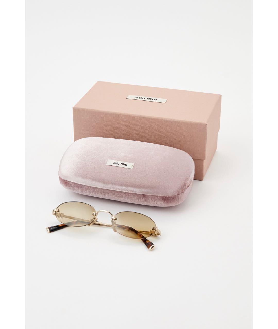 MIU MIU Бежевые металлические солнцезащитные очки, фото 4