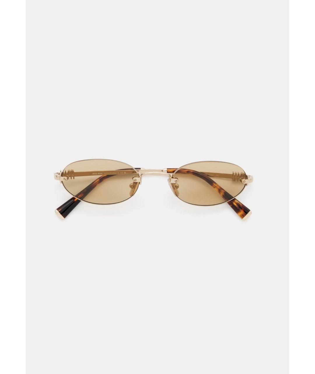 MIU MIU Бежевые металлические солнцезащитные очки, фото 5