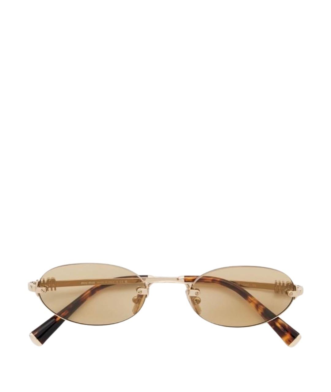 MIU MIU Бежевые металлические солнцезащитные очки, фото 1