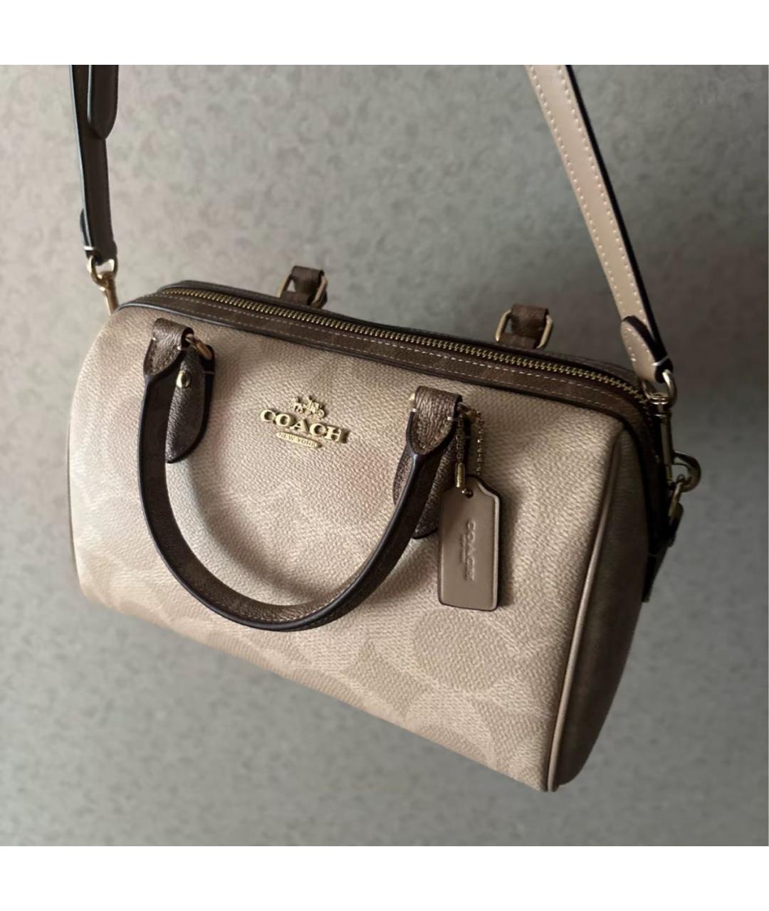 COACH Бежевая сумка с короткими ручками, фото 6