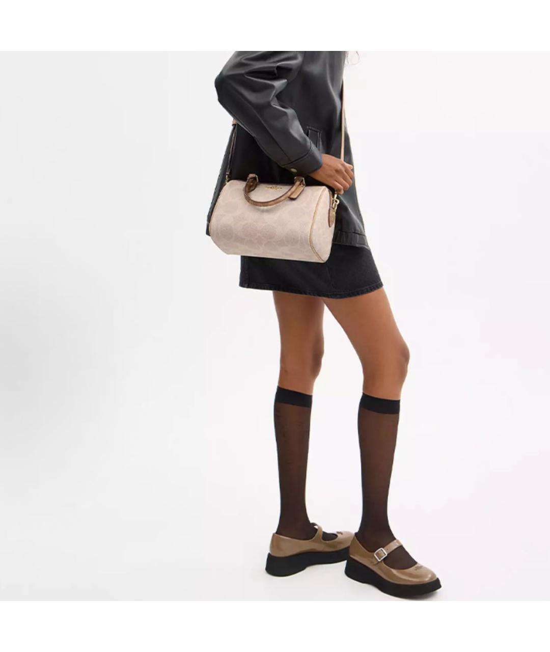 COACH Бежевая сумка с короткими ручками, фото 4