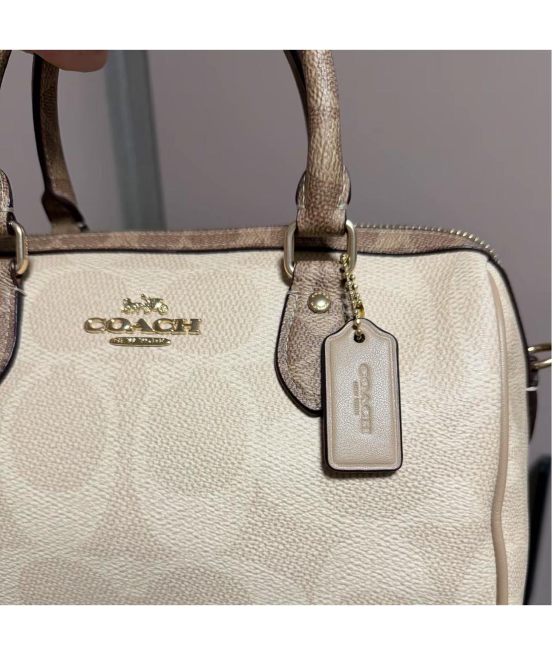 COACH Бежевая сумка с короткими ручками, фото 8