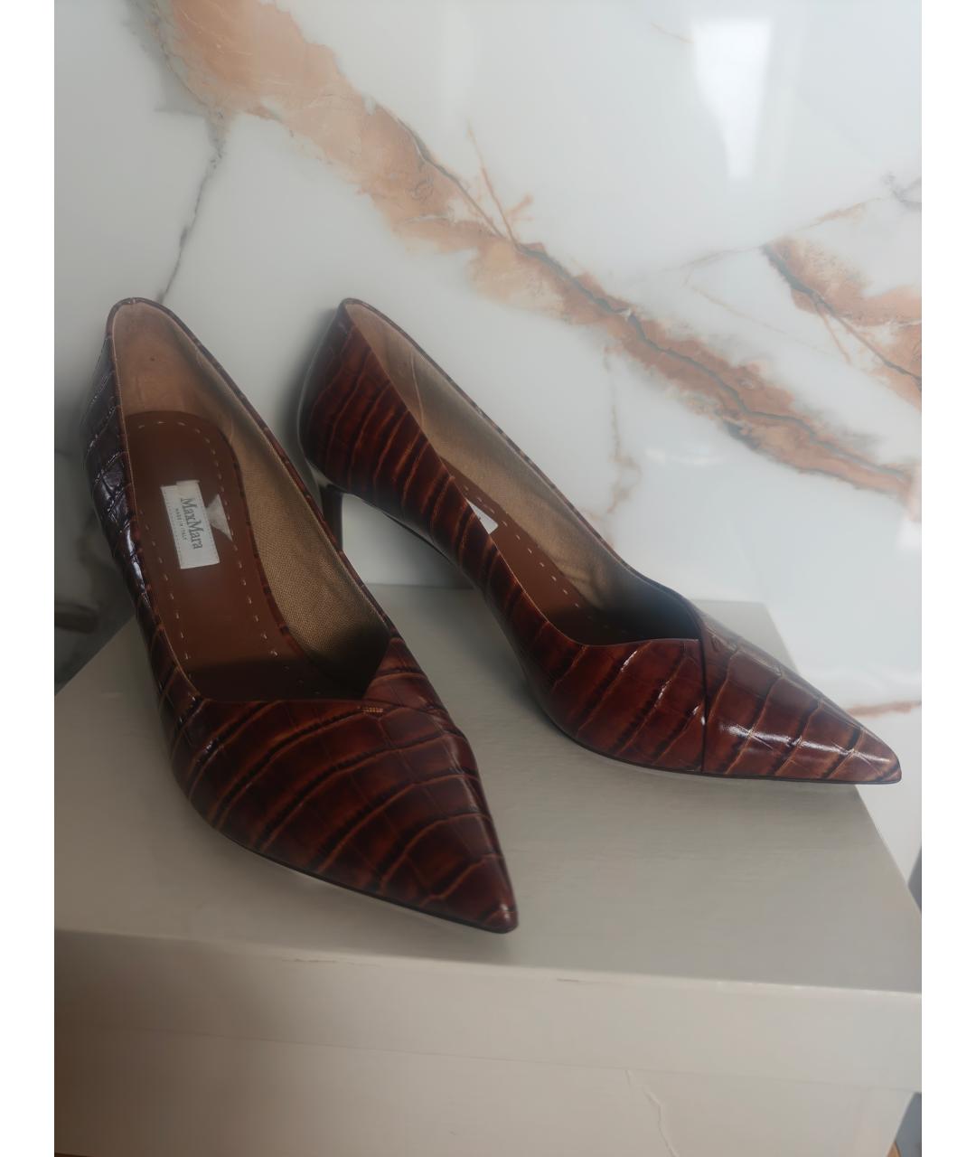 MAX MARA Коричневые кожаные туфли, фото 5