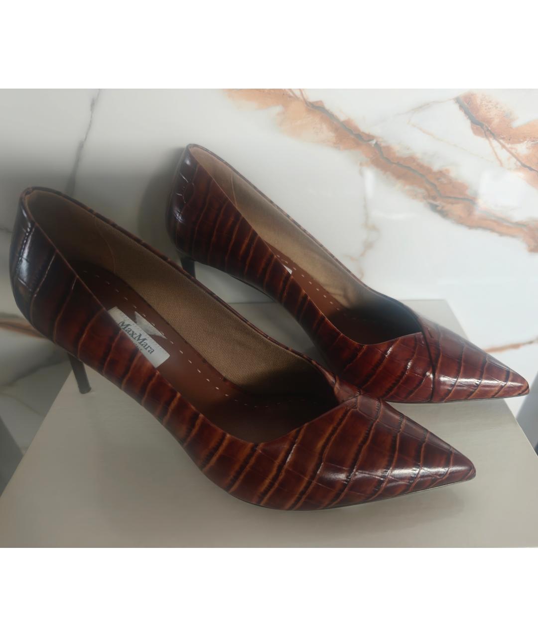 MAX MARA Коричневые кожаные туфли, фото 2