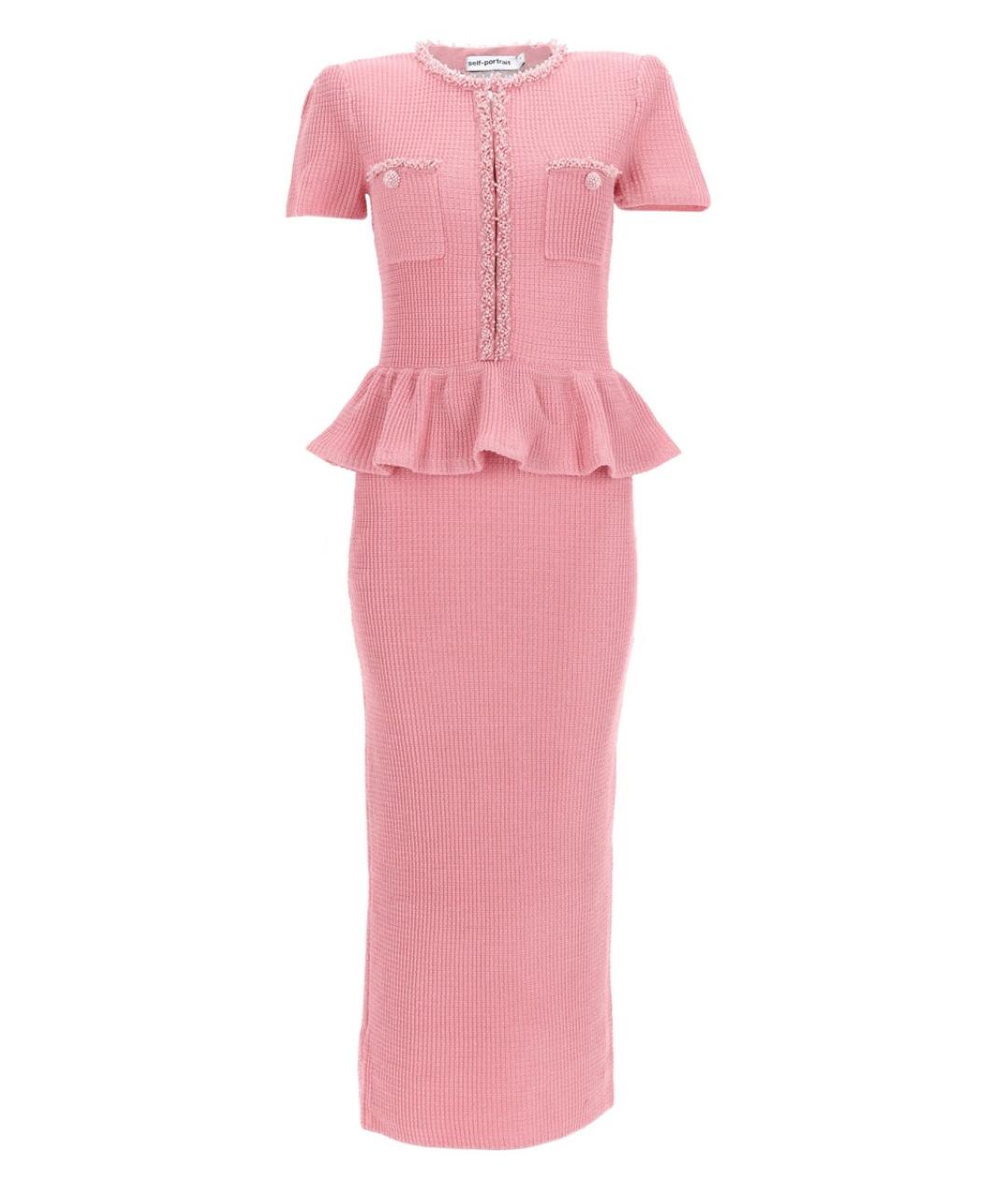 SELF-PORTRAIT Розовое хлопковое коктейльное платье, фото 1