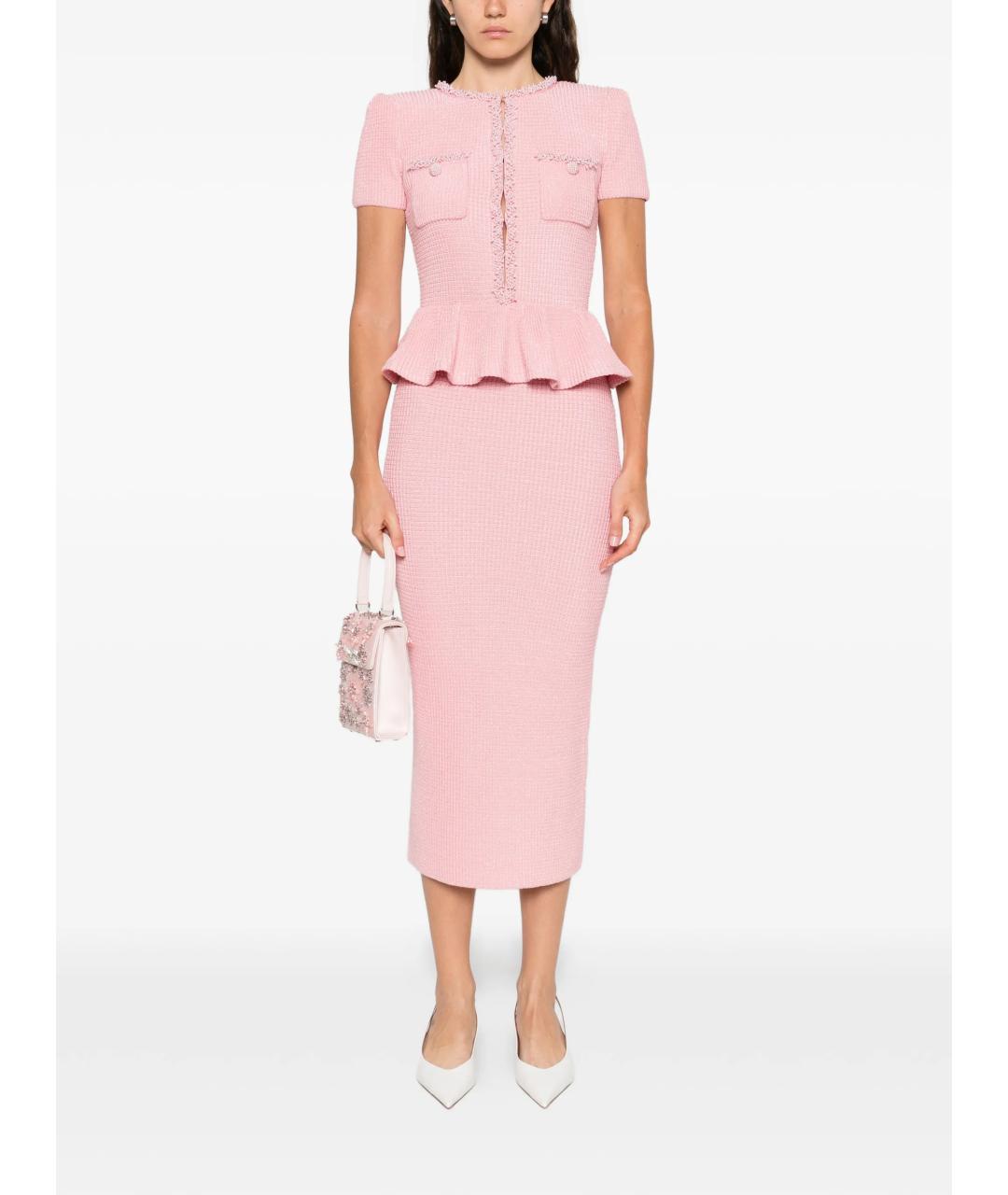 SELF-PORTRAIT Розовое хлопковое коктейльное платье, фото 3