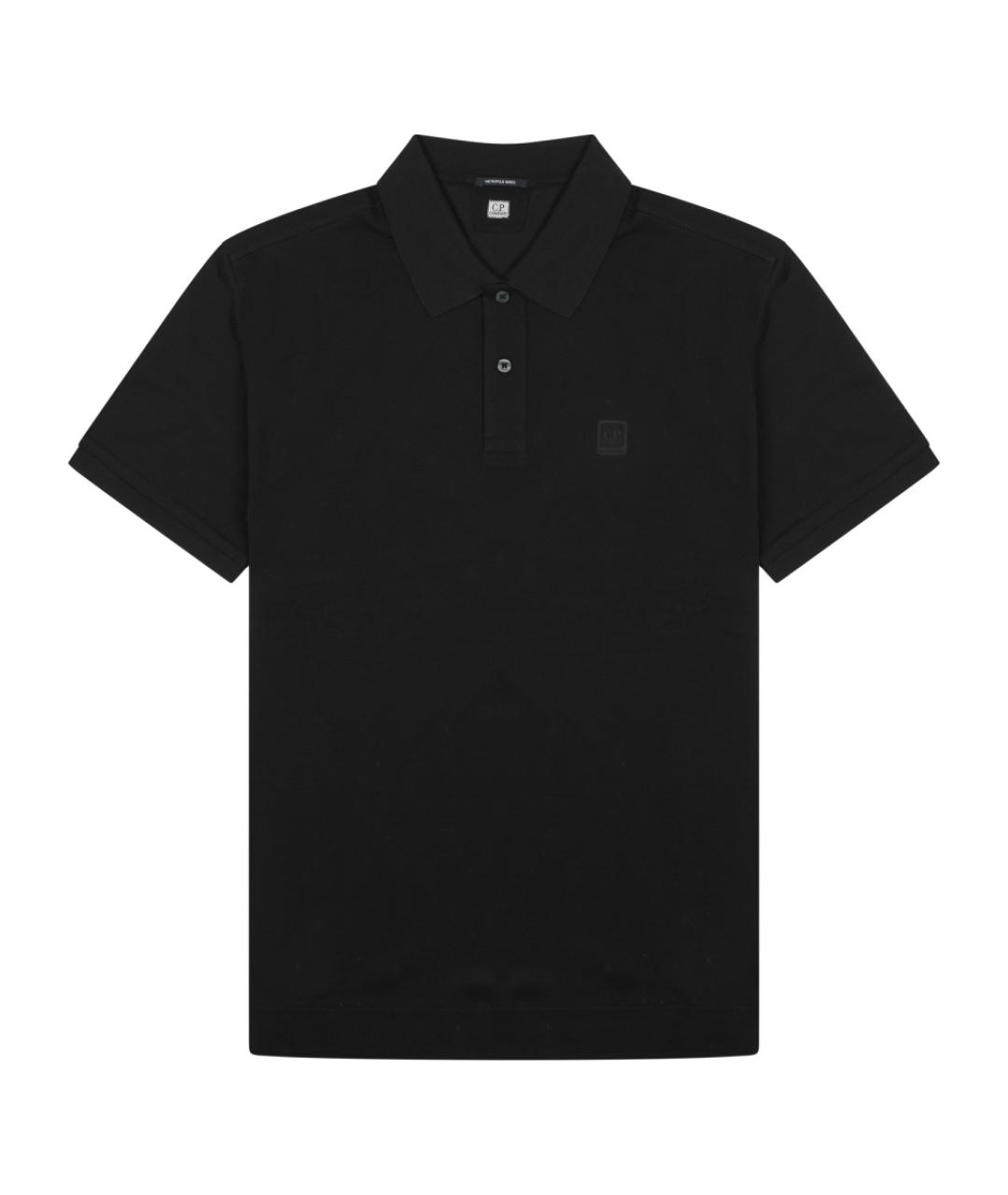 CP COMPANY Черное хлопковое поло с коротким рукавом, фото 1