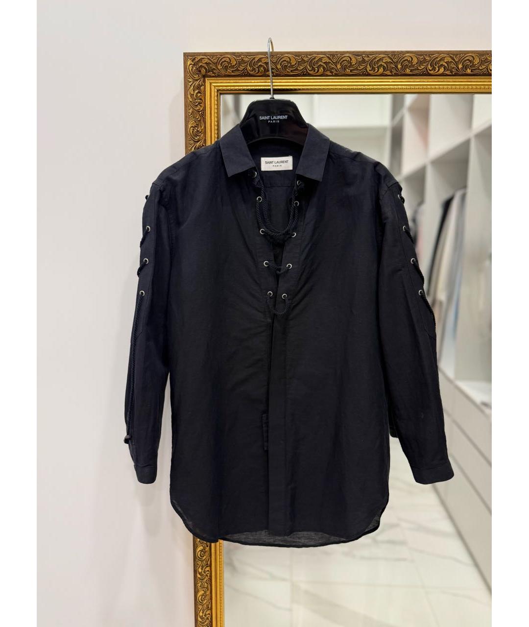 SAINT LAURENT Черная хлопковая рубашка, фото 3