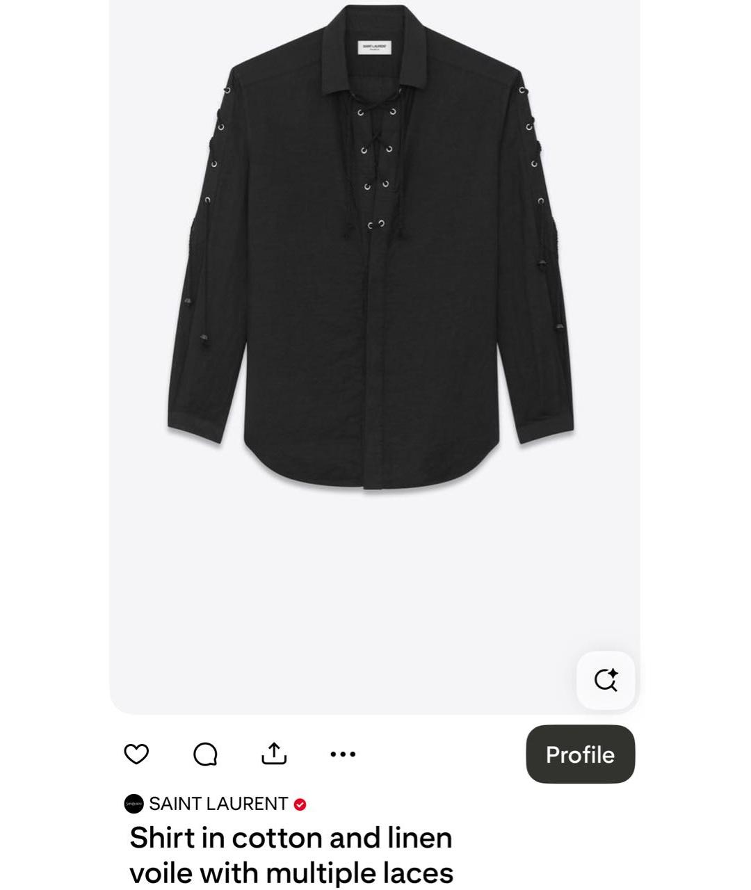 SAINT LAURENT Черная хлопковая рубашка, фото 9