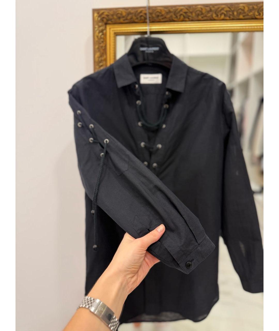 SAINT LAURENT Черная хлопковая рубашка, фото 5